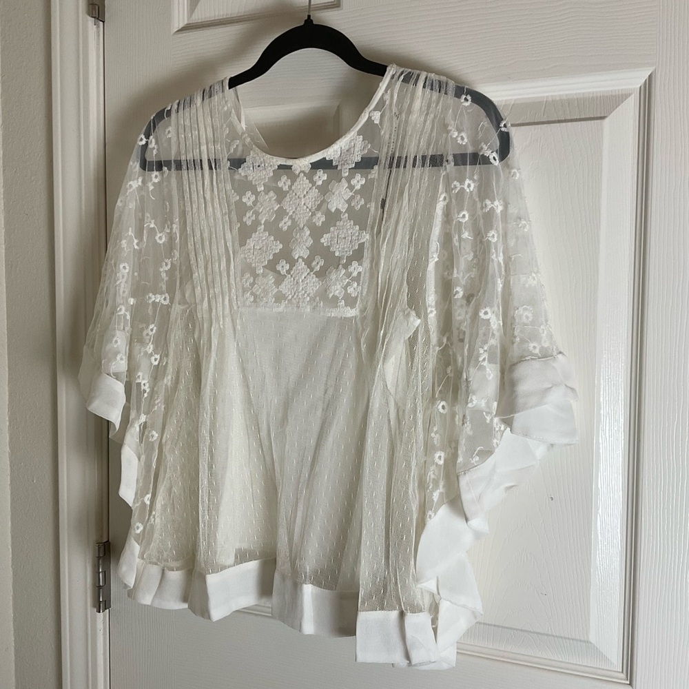 Zara Basic Collection Embroidered Lace Kaftan Top… - image 2